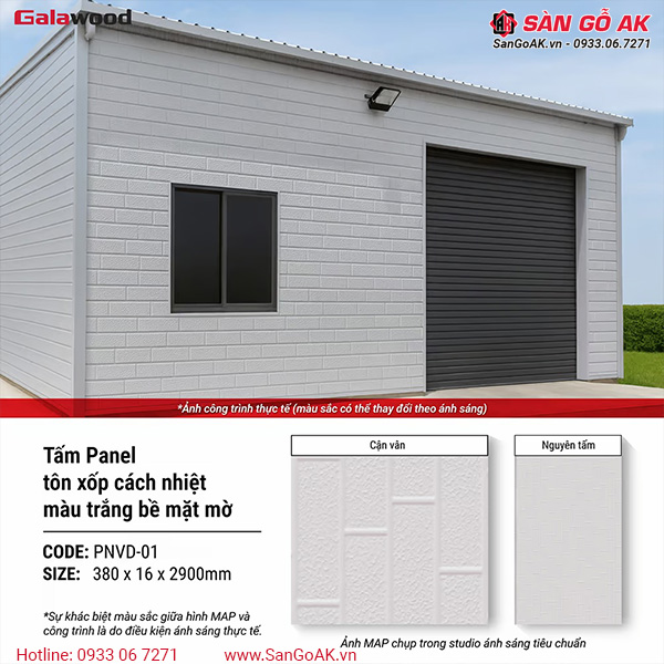 Tấm Panel Cách Nhiệt PNVD-01 Vân Gạch Màu Trắng