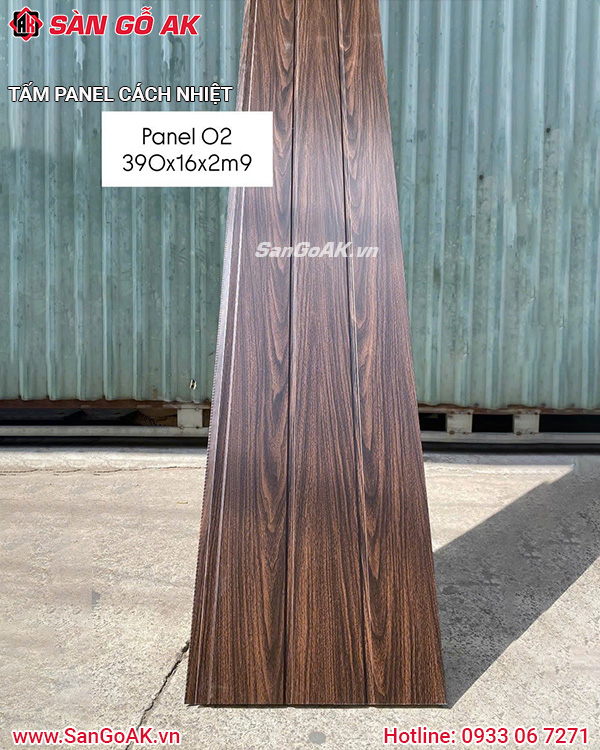 Tấm Panel Cách Nhiệt 3 Sóng Panel-02 Vân Gỗ Nâu Đậm