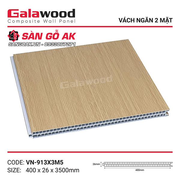 Tấm vách ngăn nhựa vàng sồi đậm Galawood VN-913