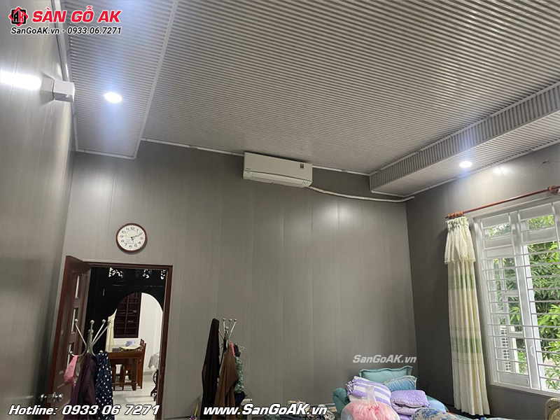 Tấm nhựa Nano ốp tường vân vải xám ghi B063