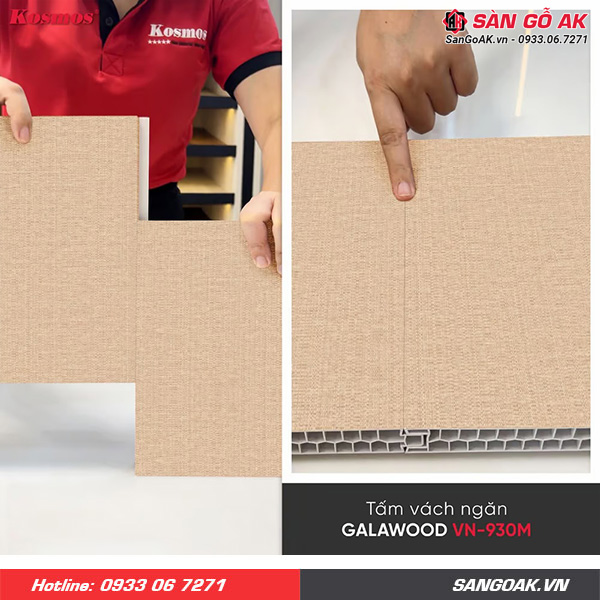 Tấm vách ngăn nhựa vân vải vàng nhạt Galawood VN-930M