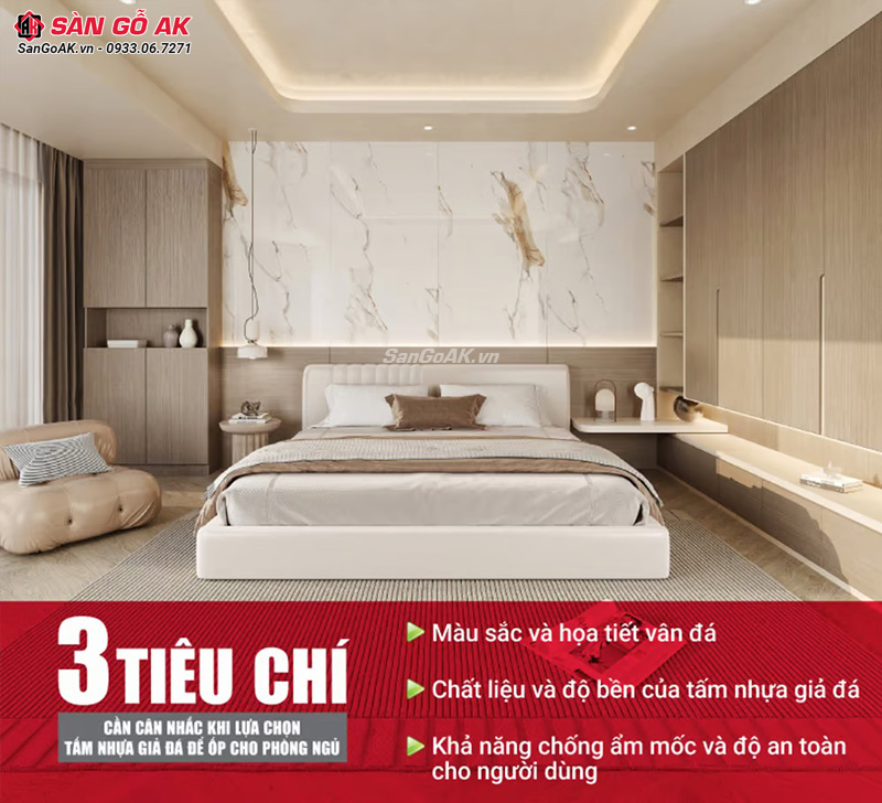 3 tiêu chí cần cân nhắc khi lựa chọn tấm nhựa giả đá để ốp cho phòng ngủ