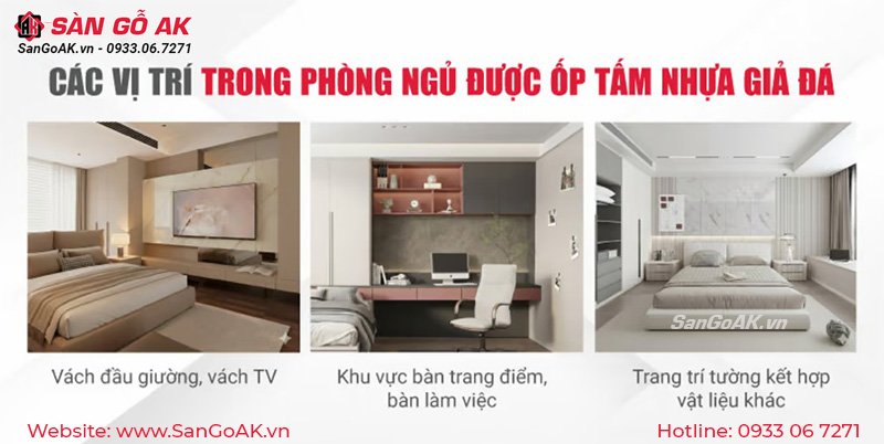 3 vị trí phổ biến trong phòng ngủ được ốp tấm nhựa giả đá