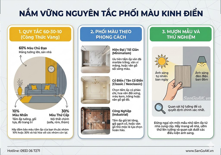 Áp dụng công thức phối màu trang trí theo phong cách nội thất