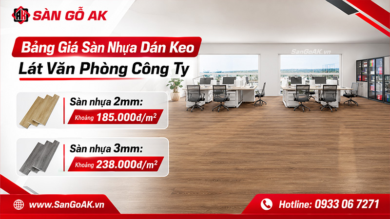 Bảng giá sàn nhựa dán keo lát công ty tại Tây Ninh