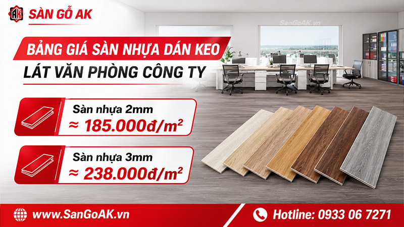Bảng giá sàn nhựa dán keo lát công ty tại TPHCM