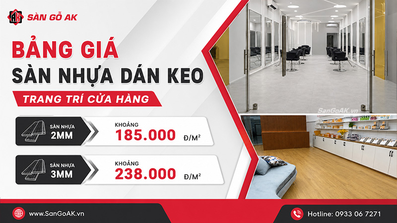 Bảng giá sàn nhựa dán keo trang trí cửa hàng