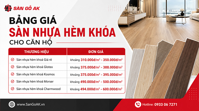  Bảng giá sàn nhựa hèm khóa cho căn hộ mới nhất
