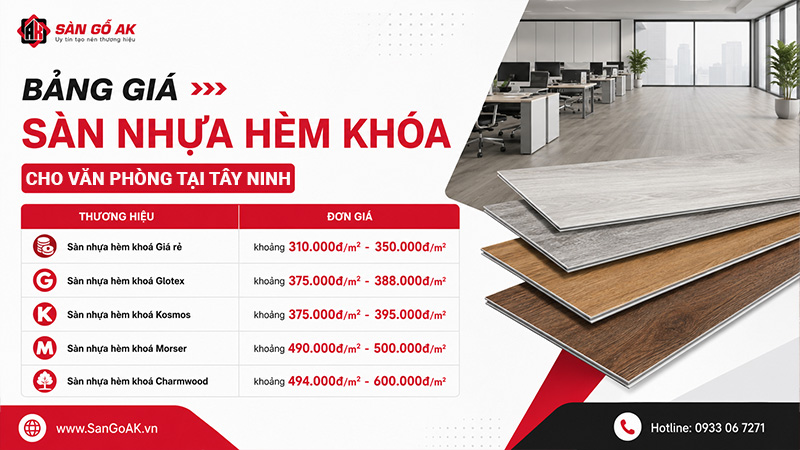 Bảng giá sàn nhựa hèm khóa cho văn phòng tại Tây Ninh