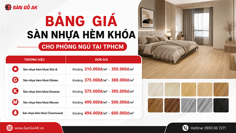 Bảng giá sàn nhựa hèm khóa lát sàn phòng ngủ tại TPHCM