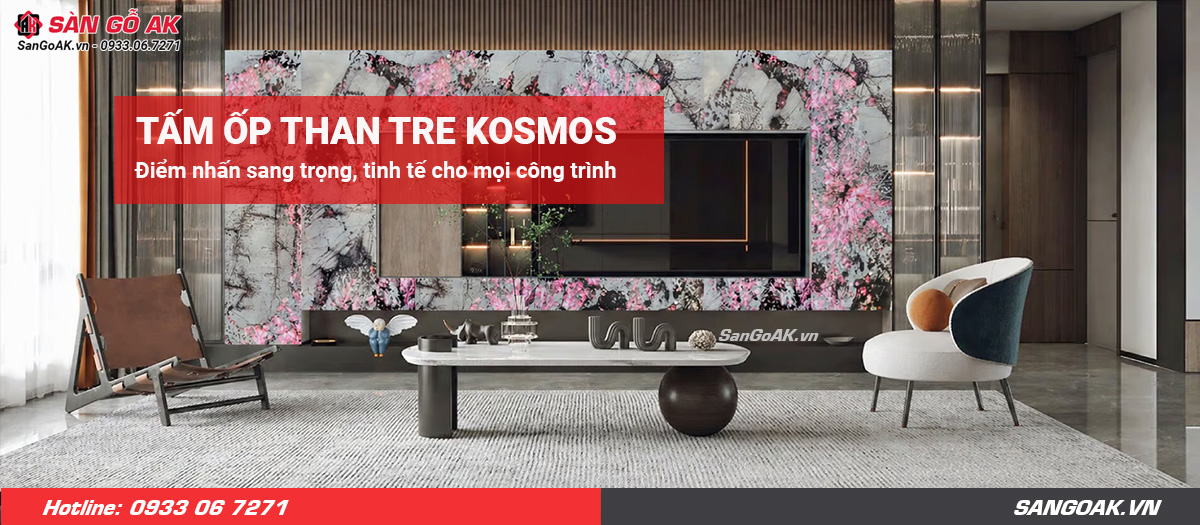 Tấm ốp than tre Kosmos mang vẻ đẹp sang trọng hiện đại cho không gian