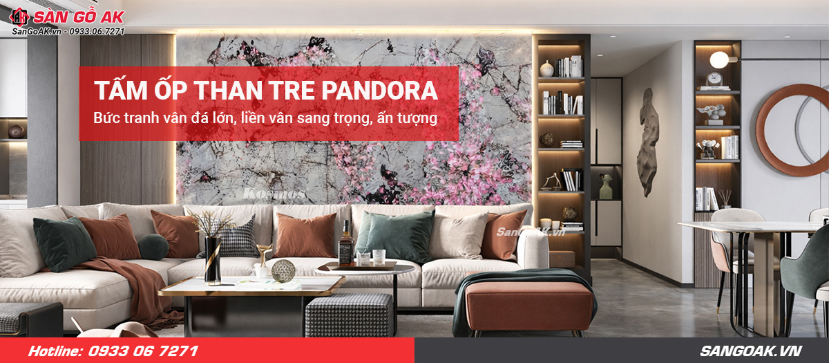 Trang trí phòng khách như một bức tranh đá khổng lồ, ấn tượng bằng tấm than tre Pandora