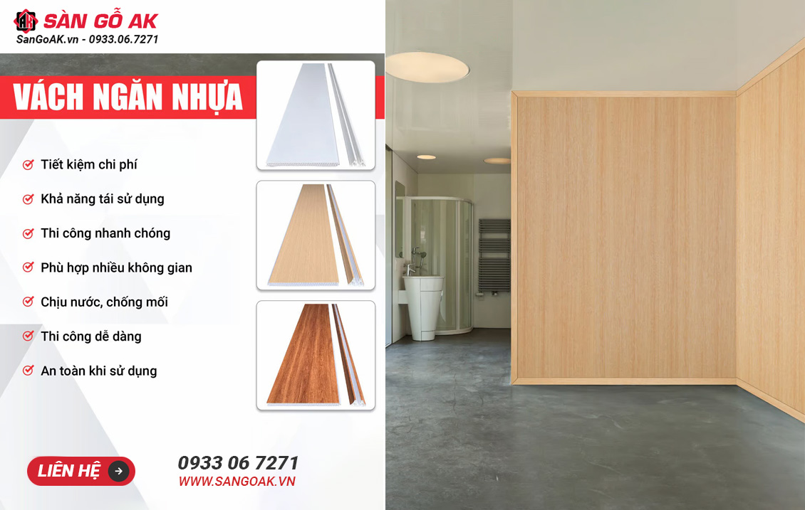 Vách ngăn phòng nhựa 2 mặt