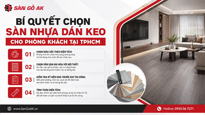 Bí quyết chọn sàn nhựa dán keo cho phòng khách