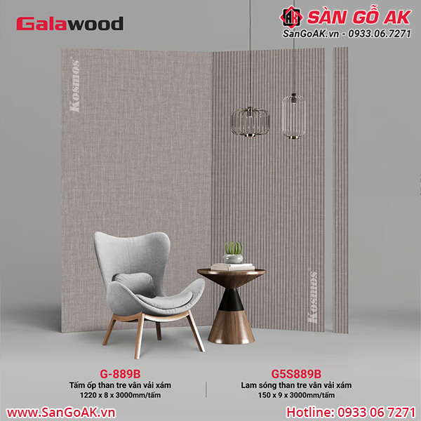 Bộ đồng màu tấm ốp than tre vân vải xám (G5S889B & G-889B)
