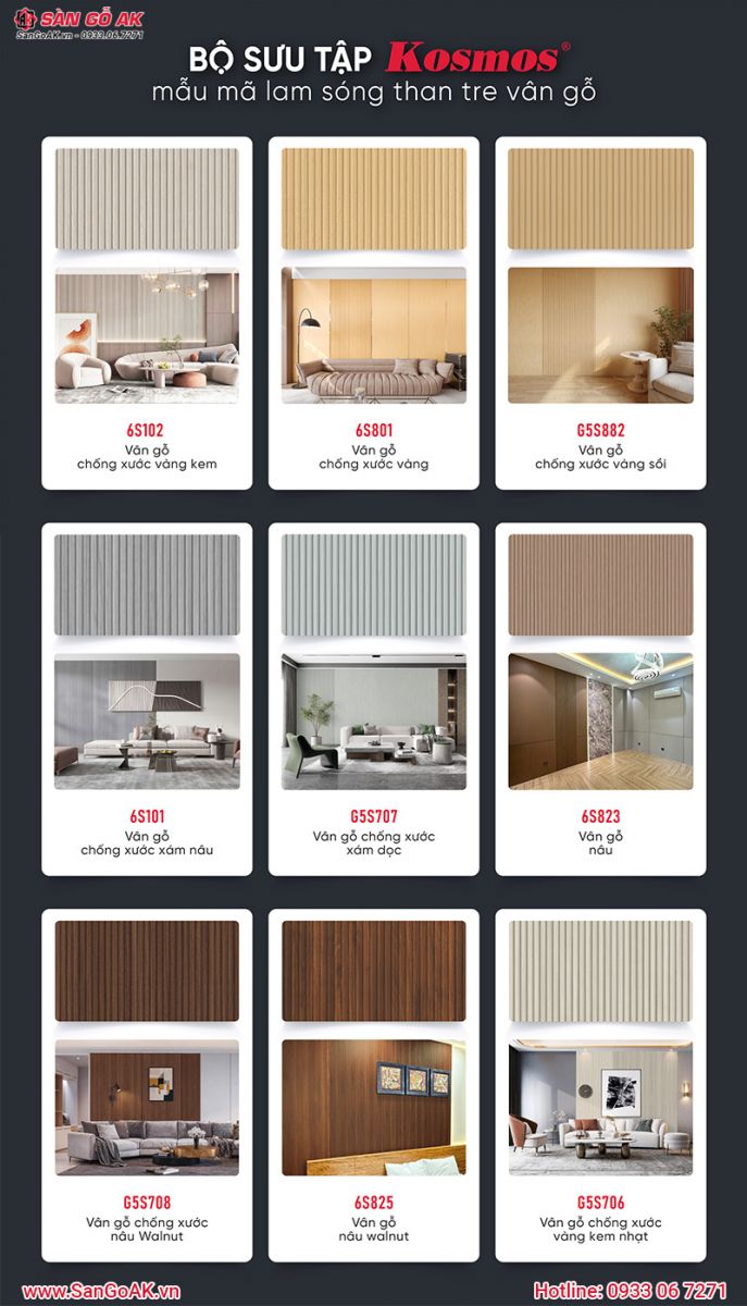 Bộ mẫu mã lam sóng than tre vân gỗ