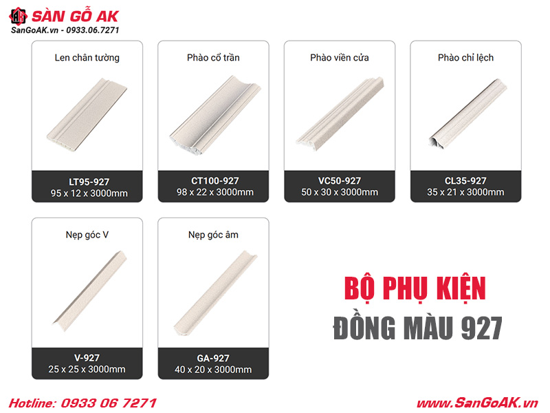 Bộ phụ kiện đồng màu vân vải kem 927
