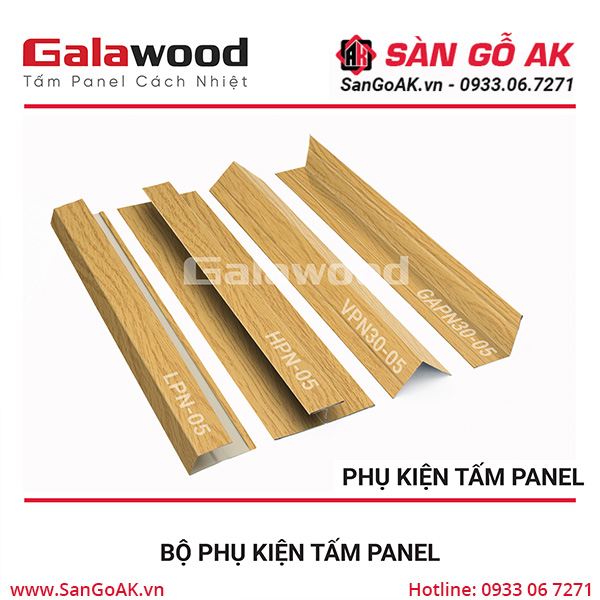 Bộ nẹp tấm Panel 05 màu vàng sồi nhạt, bề mặt bóng