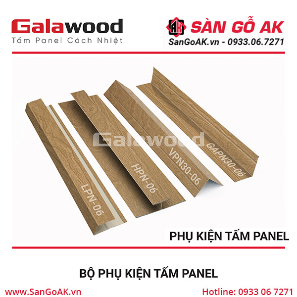 Bộ nẹp tấm Panel 06 màu nâu vàng, bề mặt bóng