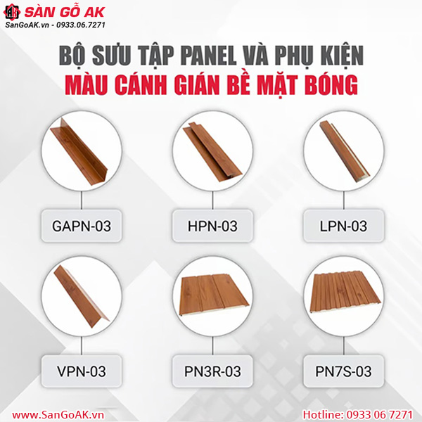 Bộ sưu tập Panel và phụ kiện màu cánh gián bề mặt bóng