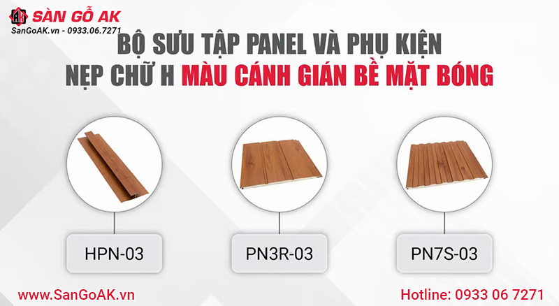 Bộ sưu tập tấm Panel và phụ kiện nẹp chữ H màu cánh gián bề mặt bóng