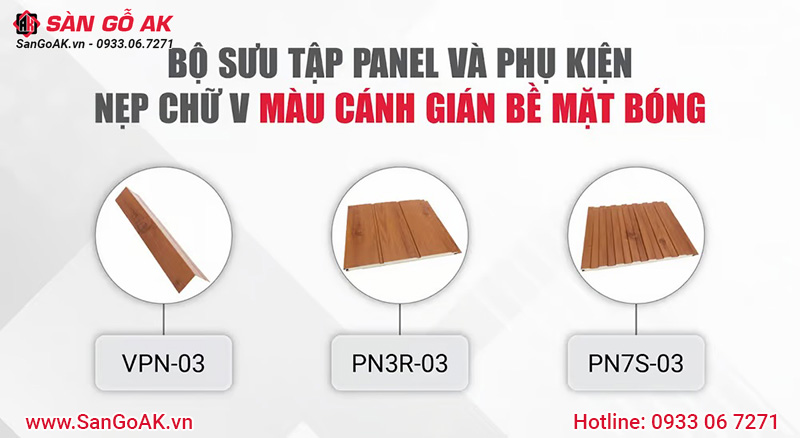 Bộ sưu tập Panel và phụ kiện nẹp góc ngoài màu cánh gián bề mặt bóng