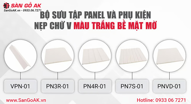 Bộ sưu tập Panel và phụ kiện nẹp góc ngoài màu trắng bề mặt mờ