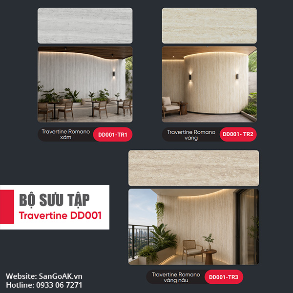 Bộ sưu tập tấm ốp đá dẻo Travertine Romano DD001