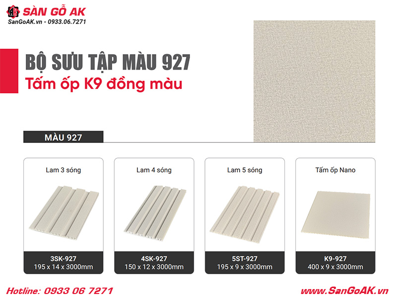 Bộ sưu tập tấm ốp đồng màu vân vải kem 927