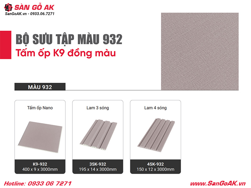 Bộ sưu tập tấm ốp đồng màu vân vải xám 932