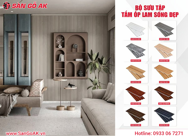Mẫu tấm ốp lam sóng đẹp sử dụng ốp tường nội thất