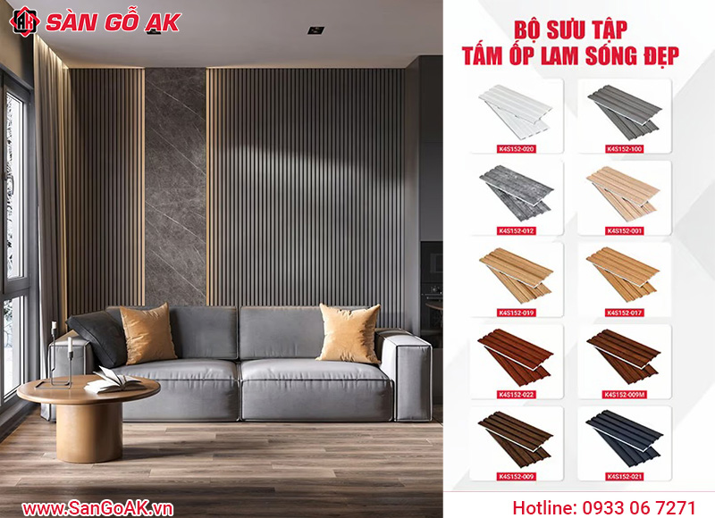 Mẫu tấm ốp lam sóng đẹp sử dụng ốp tường nội thất