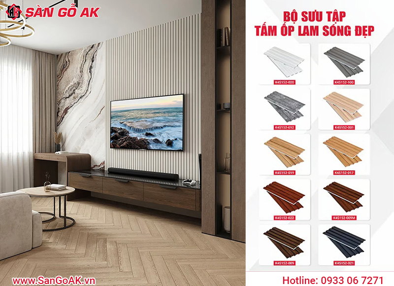 Mẫu tấm ốp lam sóng đẹp sử dụng ốp tường nội thất