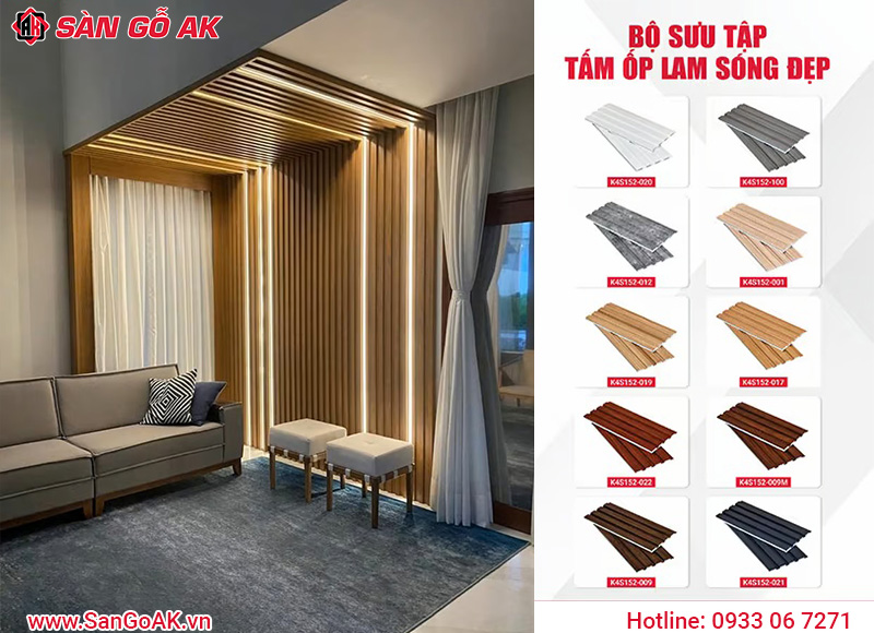 Mẫu tấm ốp lam sóng đẹp sử dụng ốp tường nội thất
