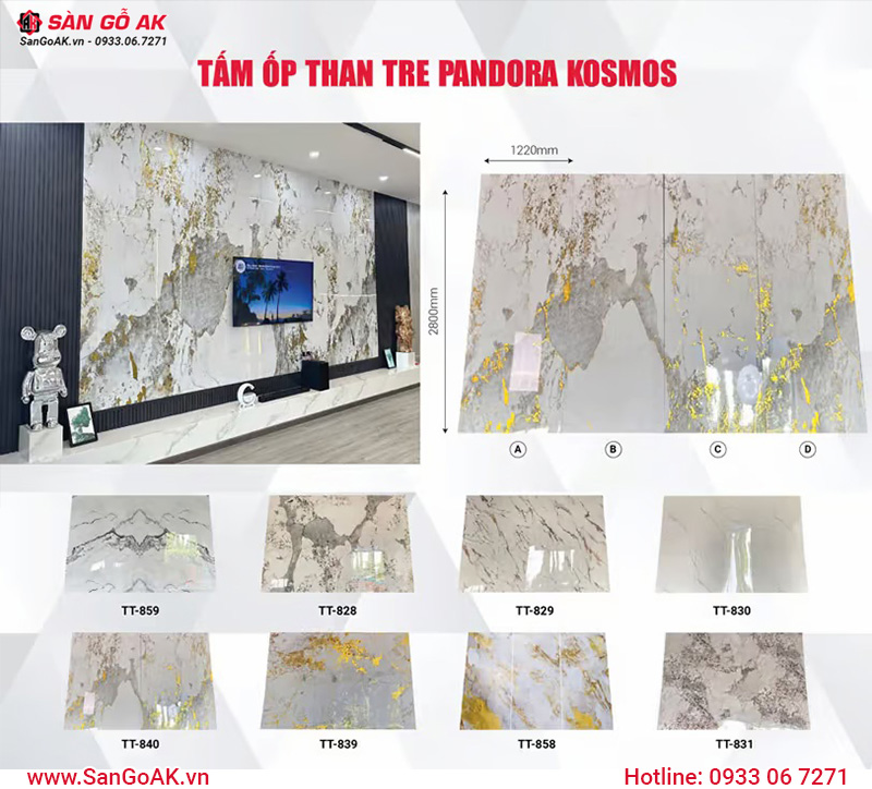 Sàn Gỗ AK - nơi cung cấp tấm ốp than tre Pandora Kosmos chính hãng