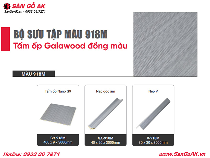 Bộ sưu tập tấm ốp và phụ kiện đồng màu vân giấy xám ghi 918M