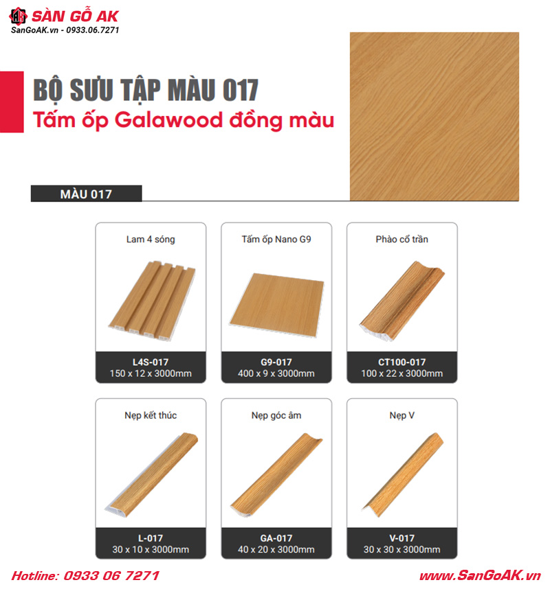 Bộ sưu tập tấm ốp và phụ kiện đồng màu vàng đậm 017