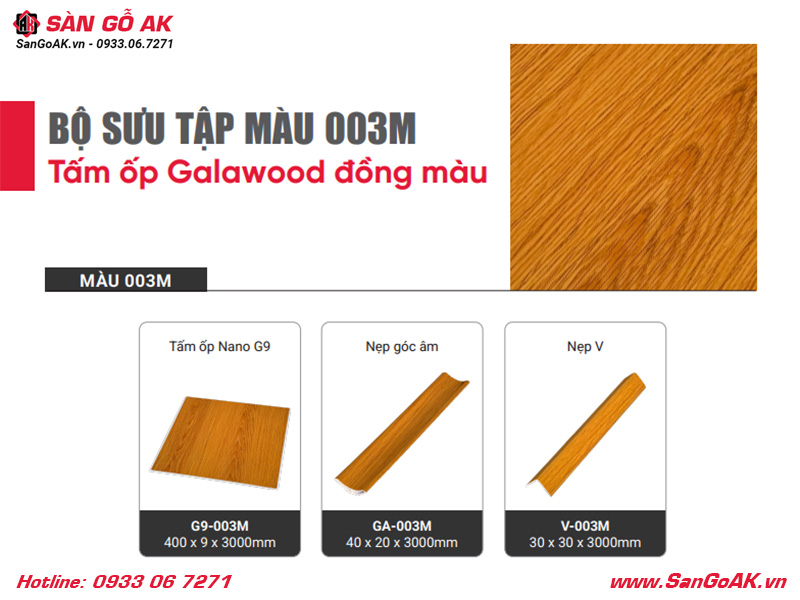 Bộ sưu tập tấm ốp và phụ kiện đồng màu vàng sồi đậm 003M