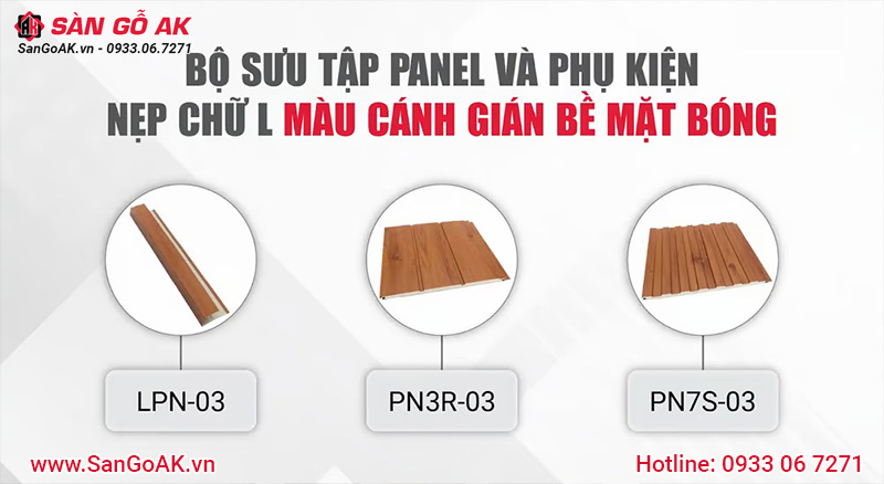 Bộ sưu tập tấm Panel và phụ kiện nẹp chữ L màu cánh gián bề mặt bóng