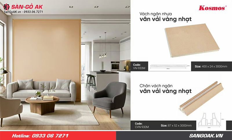 Vân vải vàng nhạt giúp mang lại sự ấm áp dễ chịu cho không gian