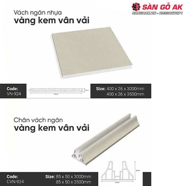 Bộ vách ngăn nhựa vân vải kem Galawood mã màu 924 giúp tạo không gian riêng tư