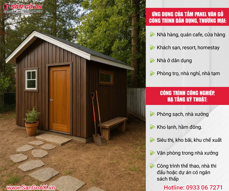 Các hạng mục công trình ứng dụng tấm panel cách nhiệt vân gỗ