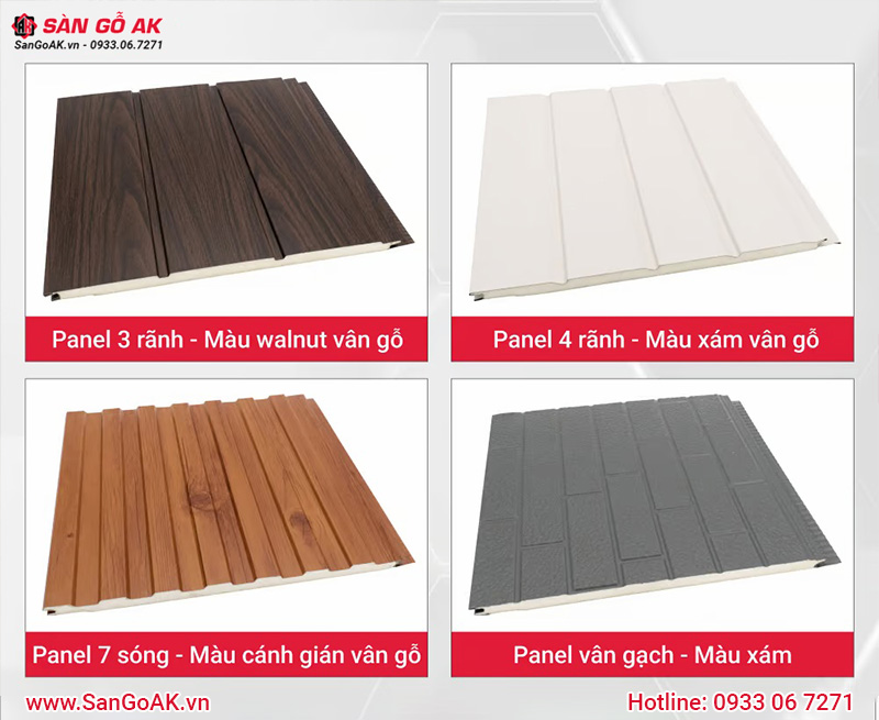 Các mẫu mã tấm Panel cách nhiệt phổ biến