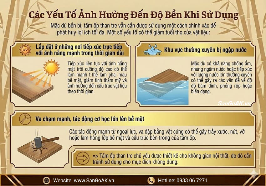 Các Yếu Tố Ảnh Hưởng Đến Độ Bền Tấm Ốp Sợi Than Tre Khi Sử Dụng