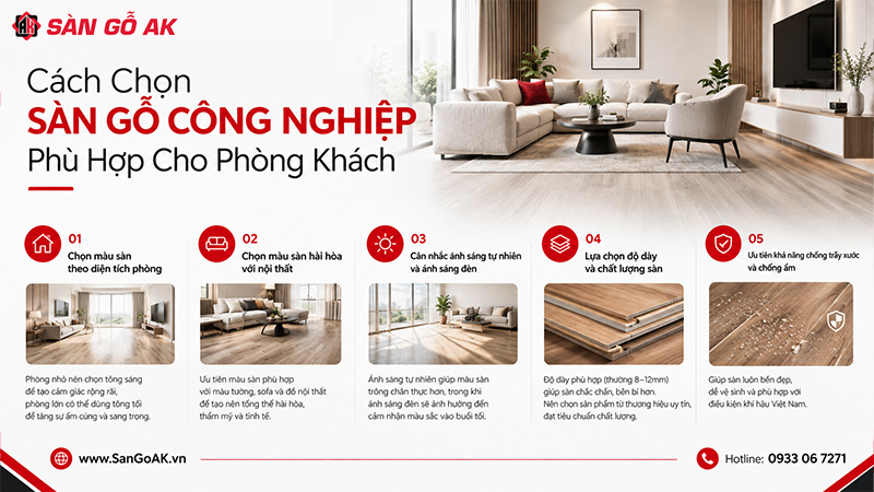 Cách Chọn Sàn Gỗ Công Nghiệp Phù Hợp Cho Phòng Khách