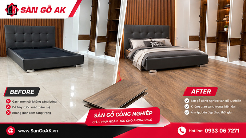 Cải Tạo Nền Gạch Cũ Cho Phòng Ngủ Bằng Sàn Gỗ Công Nghiệp