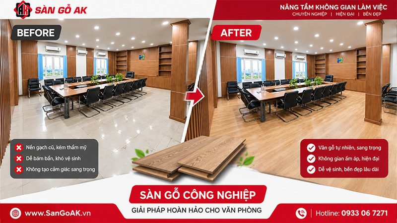 Cải Tạo Nền Gạch Cũ Cho Văn Phòng Bằng Sàn Gỗ Công Nghiệp
