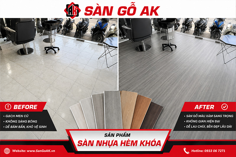 Cải tạo nền gạch men cũ cho cửa hàng cắt tóc tại TPHCM