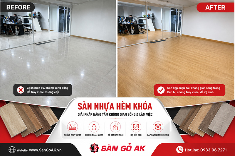 Cải tạo nền gạch men cũ cho văn phòng công ty tại Tây Ninh