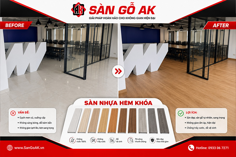 Cải tạo nền gạch men cũ cho văn phòng công ty tại TPHCM